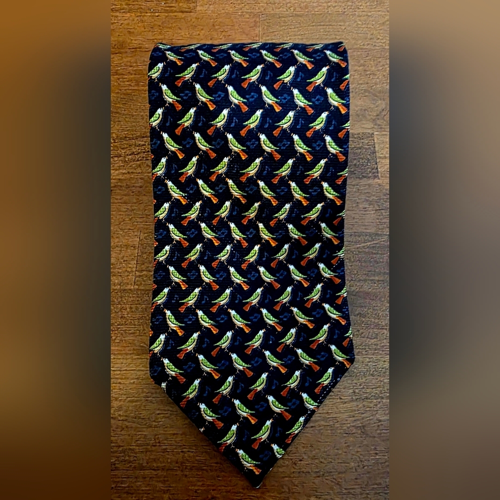 Ermenegildo Zegna Men's Multicolor Bird Pattern Tie